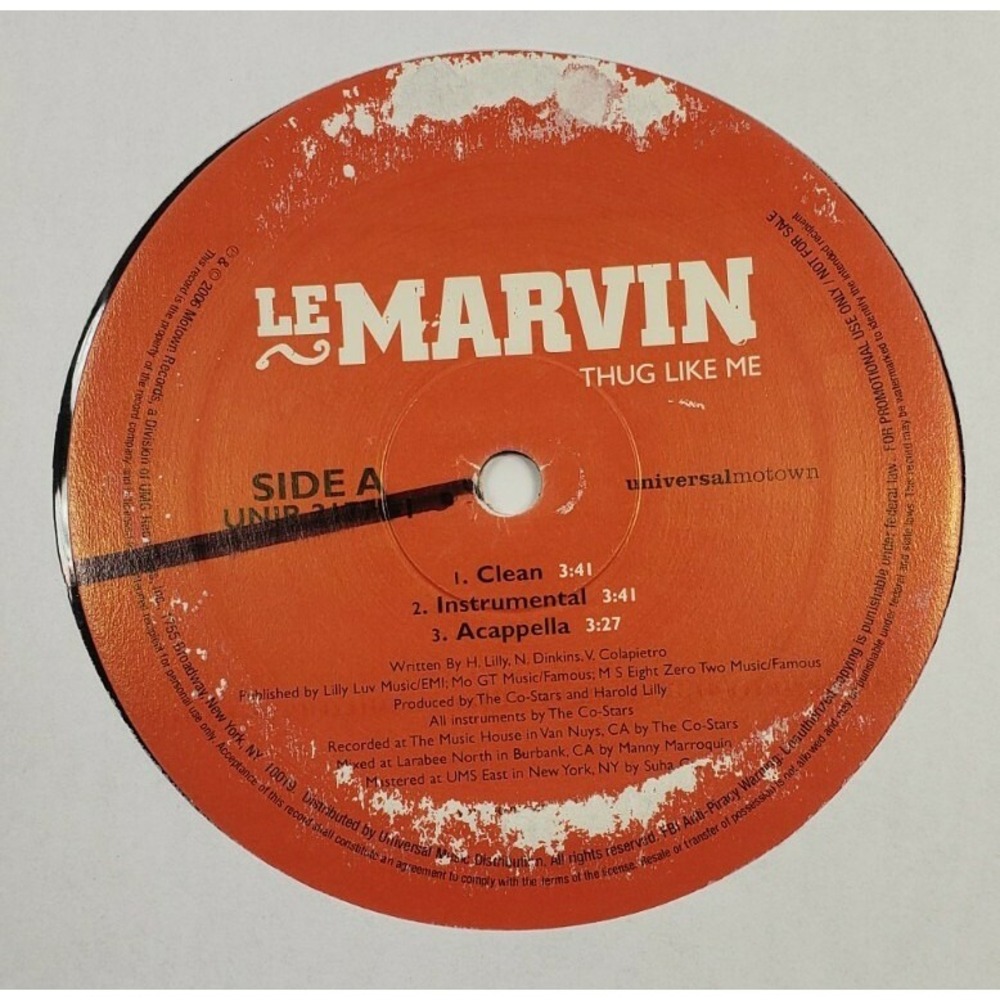 Le Marvin~Thug Like Me~Hip Hop~Universal‎ Motown Label~DJ 12 VG+/VG+